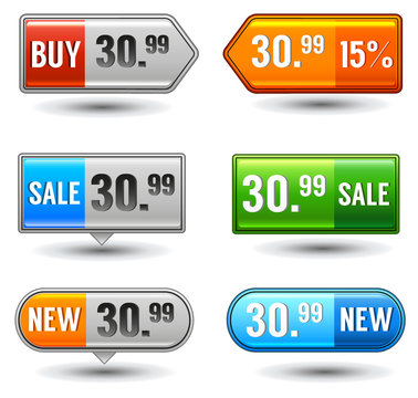 Glossy button e-commerce price tags