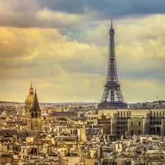 Panorama of Paris with Eiffel Tower ,France