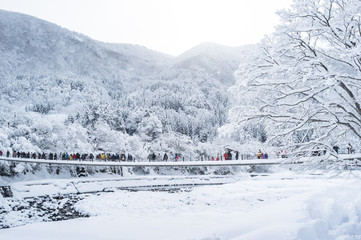 Snowy view, Takayama, Japan in winter season.