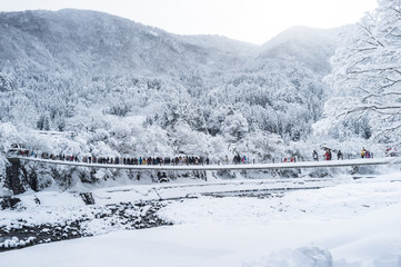 Snowy view, Takayama, Japan in winter season.