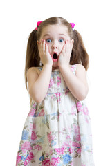 Amazed little girl closeup portrait