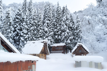 Snowy view, Takayama, Japan in winter season.