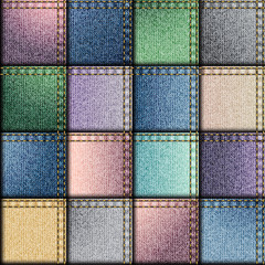 Fototapeta premium Patchwork of denim fabric.