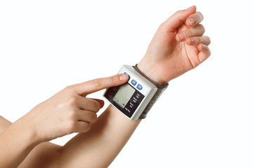 hand with the tonometer