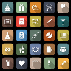 Birthday flat icons with long shadow