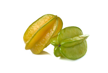 ripe star fruit on white background