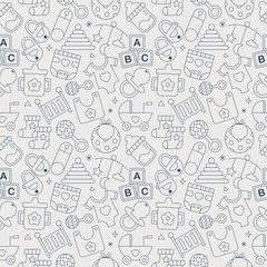 Baby line icon pattern set