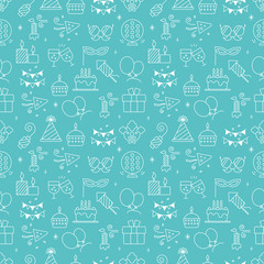 Birthday line icon pattern set