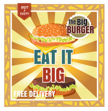 Restaurant Fast Foods menu burger on beautiful background vector