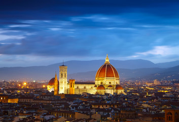 Fototapeta na wymiar After sunset view of Cathedral Santa Maria del Fiore. Florence,