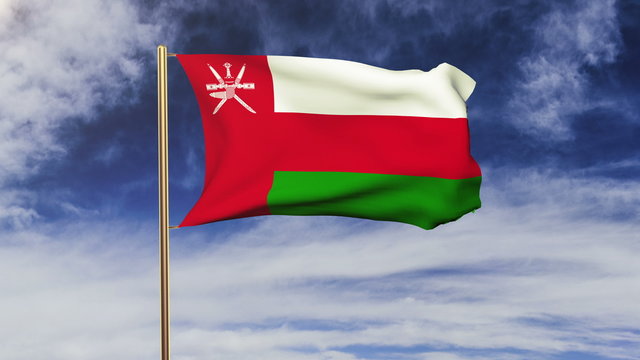Oman flag waving in the wind. Green screen, alpha matte