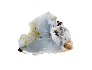 Single rough natural blue chalcedony rock isolated