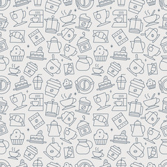 Coffee line icon pattern set