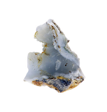 Single rough natural blue chalcedony rock isolated