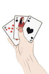 Human hand with playing cards