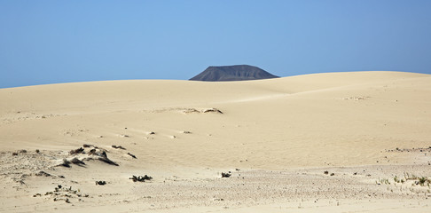 Fototapeta na wymiar dunes et volcan du désert de fuerteventura