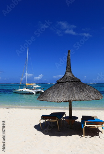 Plage Sauvage Deserte Et Catamaran Sur L Ile Maurice Wall Mural Wallpaper Murals Joel Behr