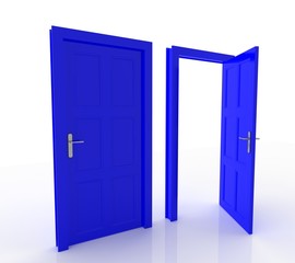 Closed and Open Doors Isolated