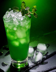 Green cocktail  on dark background.17