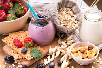 Yogurt and granola ingredients