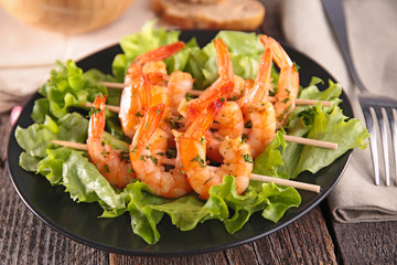 fried shrimp and salad