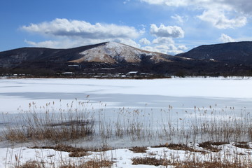 山中湖北岸の冬景色