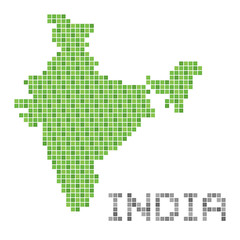 Fototapeta na wymiar インドのドット地図(グリーン)