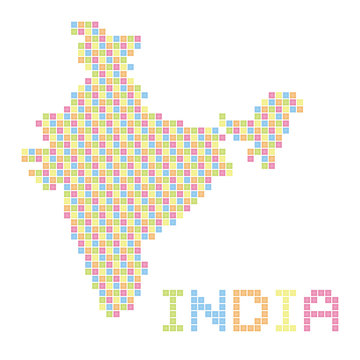 インドのドット地図(カラフル)