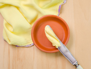 a butter on the knife