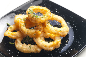 fried cuttlefish rings in batter