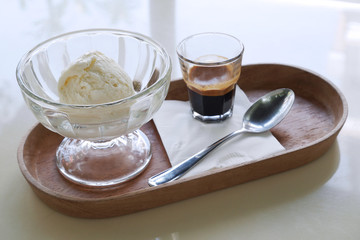 Affogato coffee with ice cream