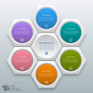 Infographics Vector Background Honeycomb Structure 6-step