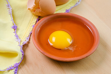 raw egg in a dish