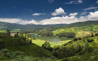 Emerald Lake and village, Nilgiris (Ooty), Tamilnadu, India
