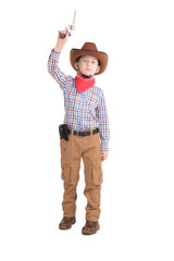preschool age cowboy with a gun