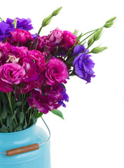 bunch of  violet eustoma flowers