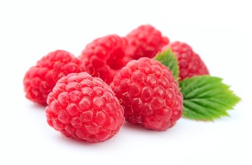 Sweet raspberry with leafs