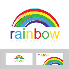 Rainbow brush stroke colorful logo