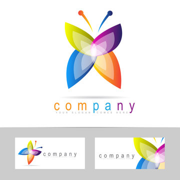 Colored butterfly icon logo