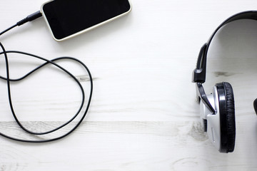 Still life with music headphones