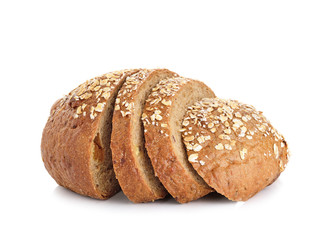 whole wheat bread isolated on white background - obrazy, fototapety, plakaty