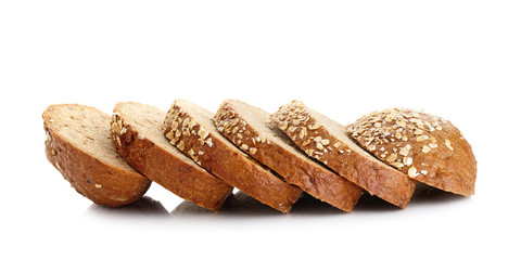 whole wheat bread isolated on white background