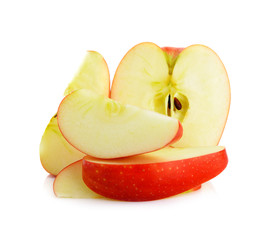 sliced apple isolated on white background