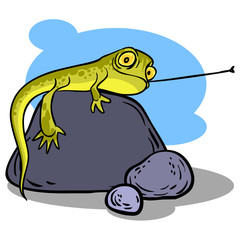 Funny cartoon lizard. Vector illustration