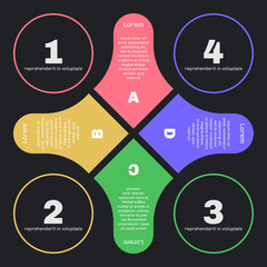Flat style infographics with four arrows and circles.