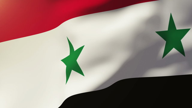 Syria flag waving in the wind. Looping sun rises style