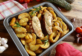 Chicken loins stuffed with bacon and gorgonzola