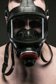 Portrait of male in oxygen mask