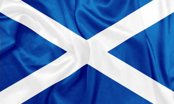 Scotland - Waving national flag on silk texture