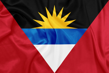 Antigua and Barbuda - Waving national flag on silk texture